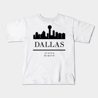 DALLAS TEXAS BLACK SILHOUETTE SKYLINE ART Kids T-Shirt